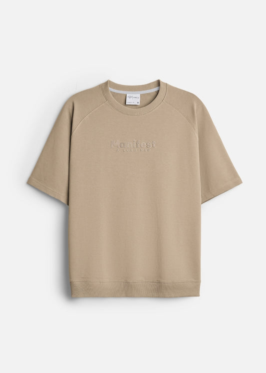 Áo Thun Boxy Raglan Hack Dáng CloudTouch™ In Nổi 3D The No Style 204 Nâu