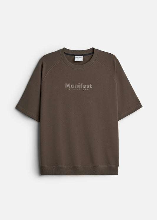 Áo Thun Boxy Raglan Hack Dáng CloudTouch™ In Nổi 3D The No Style 204 Nâu Đậm