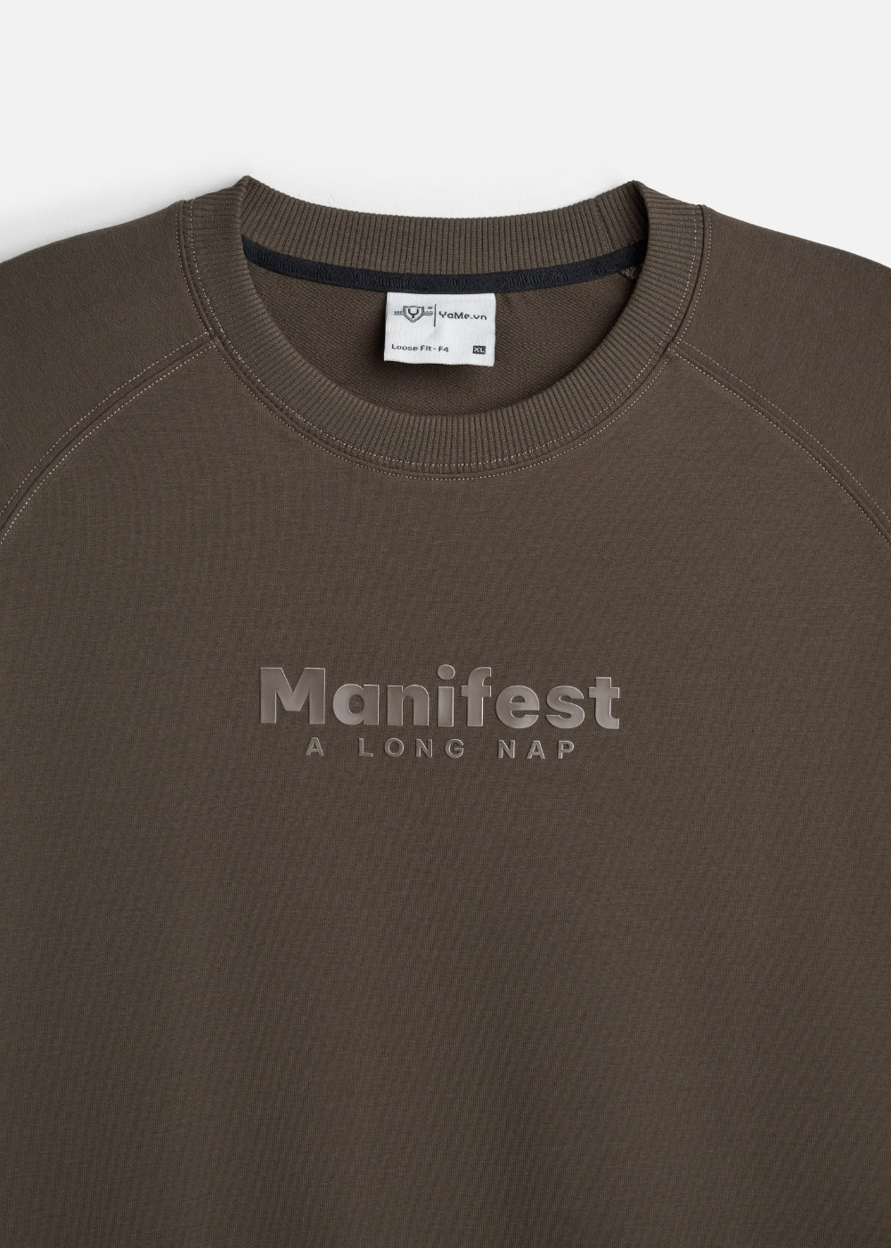 Áo Thun Boxy Raglan Hack Dáng CloudTouch™ In Nổi 3D The No Style 204 Nâu Đậm