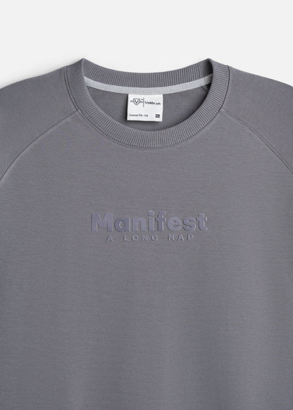 Áo Thun Boxy Raglan Hack Dáng CloudTouch™ In Nổi 3D The No Style 204 Xám