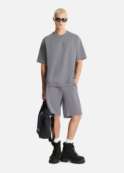 Áo Thun Boxy Raglan Hack Dáng CloudTouch™ In Nổi 3D The No Style 204 Xám