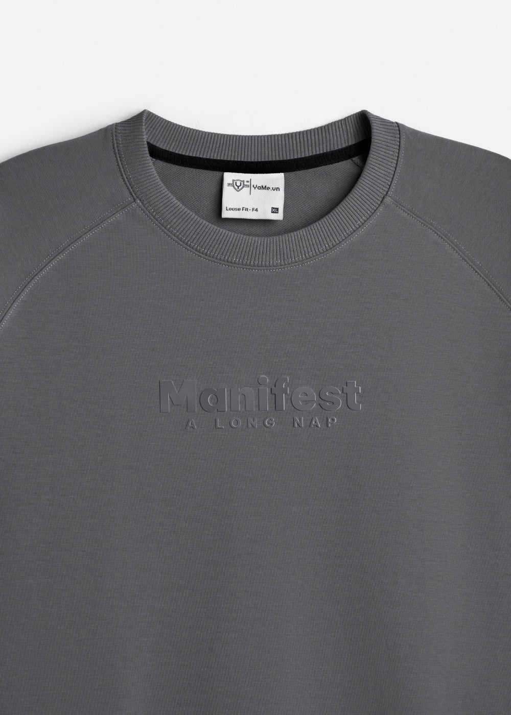 Áo Thun Boxy Raglan Hack Dáng CloudTouch™ In Nổi 3D The No Style 204 Xám Đậm