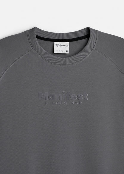 Áo Thun Boxy Raglan Hack Dáng CloudTouch™ In Nổi 3D The No Style 204 Xám Đậm