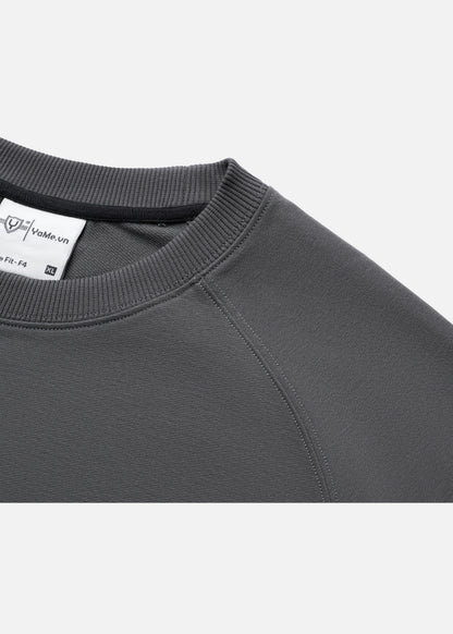 Áo Thun Boxy Raglan Hack Dáng CloudTouch™ In Nổi 3D The No Style 204 Xám Đậm