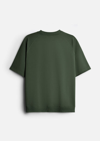 Áo Thun Boxy Raglan Hack Dáng CloudTouch™ In Nổi 3D The No Style 204 Xanh Lá Đậm