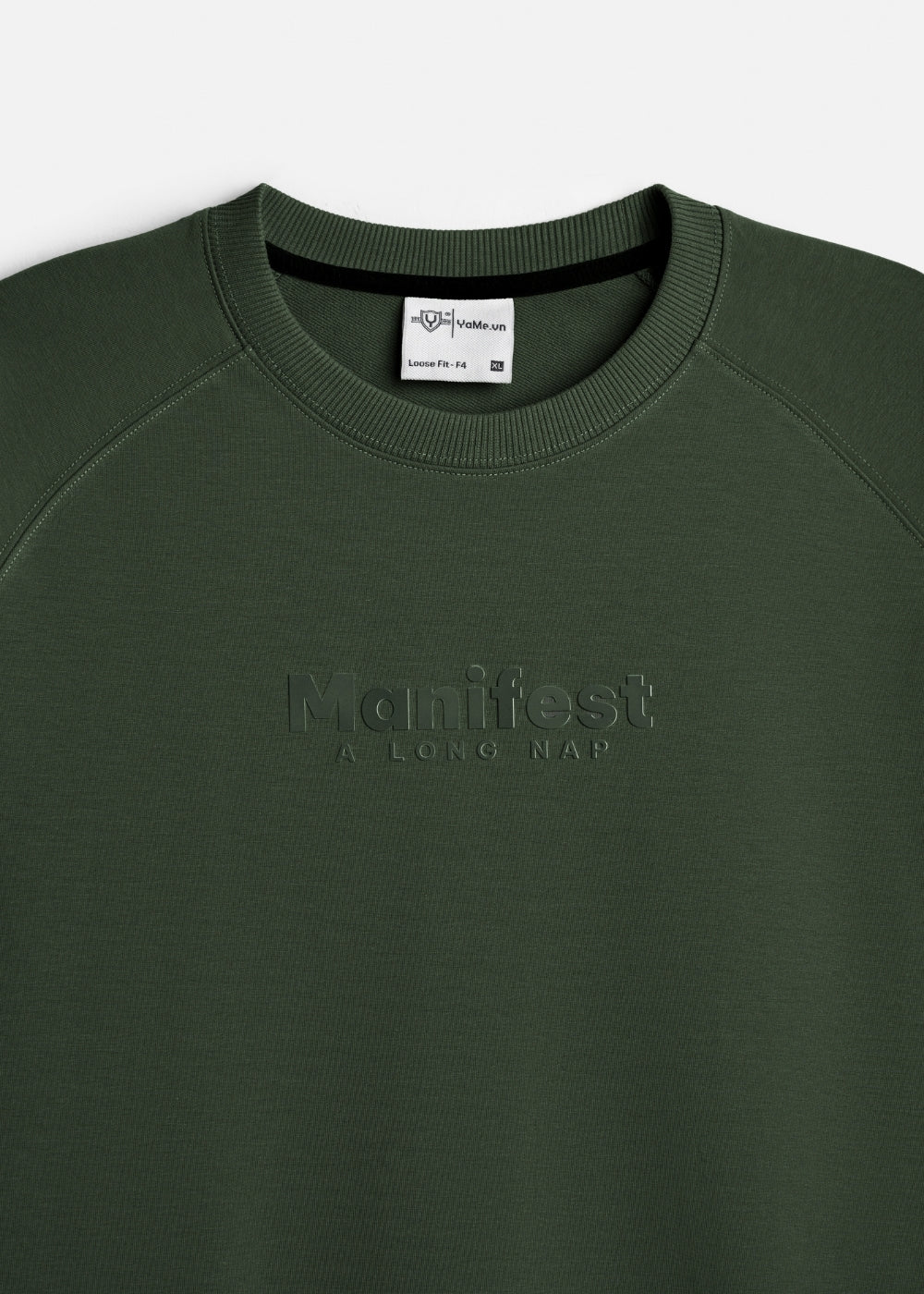 Áo Thun Boxy Raglan Hack Dáng CloudTouch™ In Nổi 3D The No Style 204 Xanh Lá Đậm