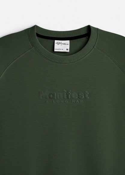 Áo Thun Boxy Raglan Hack Dáng CloudTouch™ In Nổi 3D The No Style 204 Xanh Lá Đậm