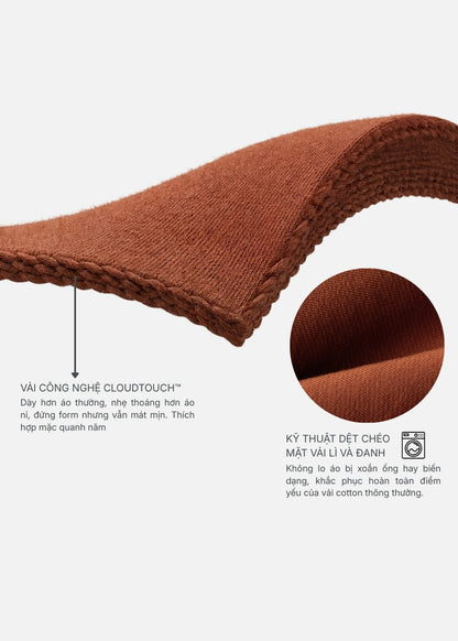 Áo Thun Boxy Raglan Hack Dáng CloudTouch™ In Nổi 3D The No Style 204 Nâu Đậm