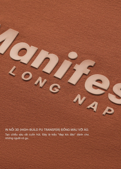 Áo Thun Boxy Raglan Hack Dáng CloudTouch™ In Nổi 3D The No Style 204 Nâu Đậm