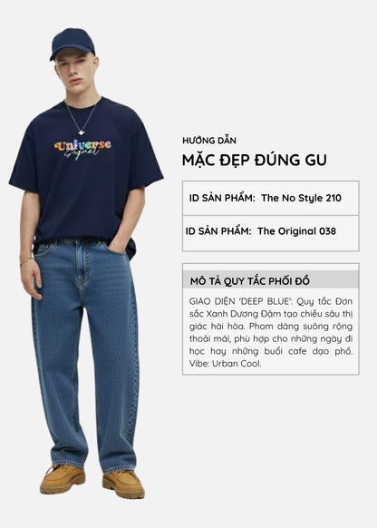 Áo Thun FlexFit™In Puff 3D Nổi "Universe" The No Style 210 Xanh Dương Đậm