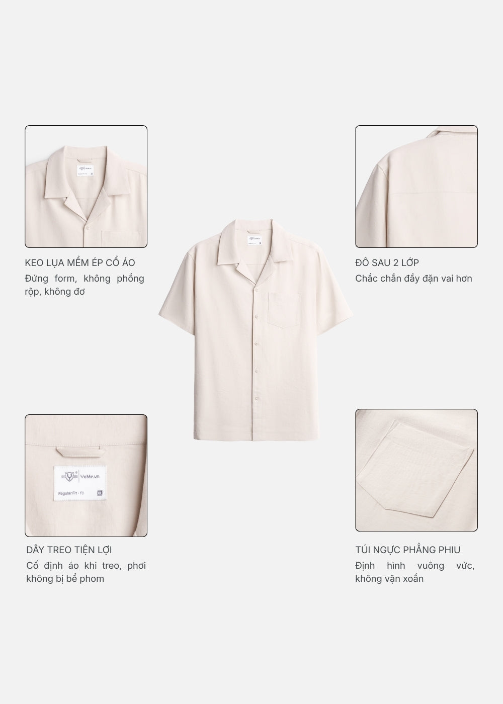 Áo Sơ Mi Tay Ngắn AirDry™ Hiệu Ứng Linen Mềm Mịn Giải Nhiệt The No Style 216 Đen