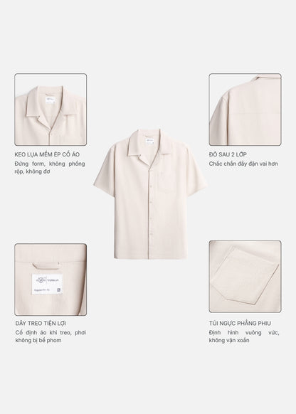 Áo Sơ Mi Tay Ngắn AirDry™ Hiệu Ứng Linen Mềm Mịn Giải Nhiệt The No Style 216 Đen