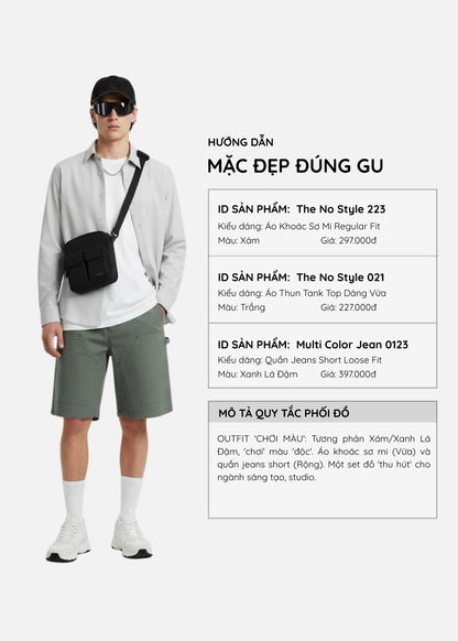 Quần Jean Short Loose Fit Nhiều Túi Multi Color Jean 013 Xanh Lá Đậm