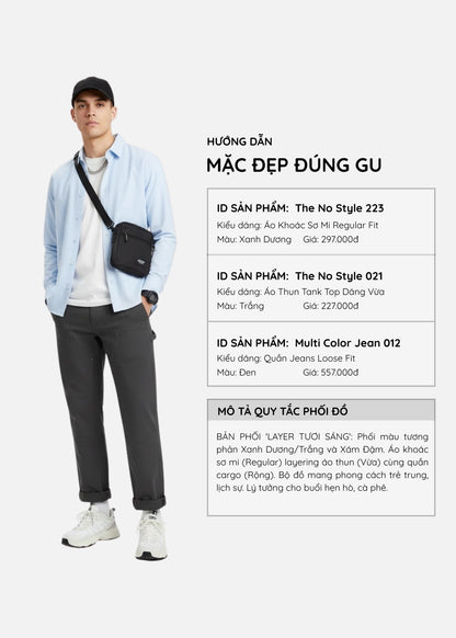 Áo Sơ Mi Khoác OXFORD Thoáng Khí Ít Nhăn The No Style 223 Xanh Dương