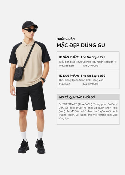 Áo Polo Raglan Pique Co Giãn The No Style 225 Be Đen