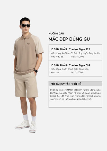 Áo Polo Raglan Pique Co Giãn The No Style 225 Nâu Be