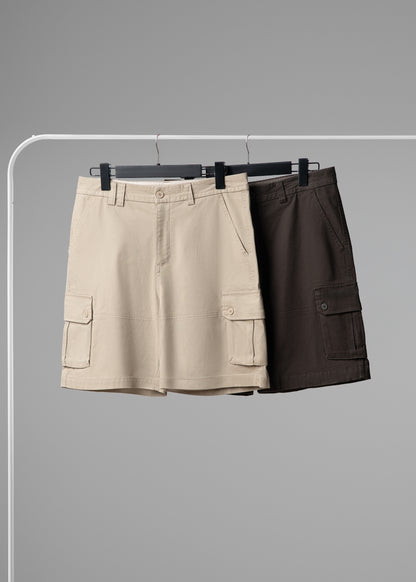Quần Short Cargo Kaki Bền Co Giãn The No Style 226 Nâu Nhạt