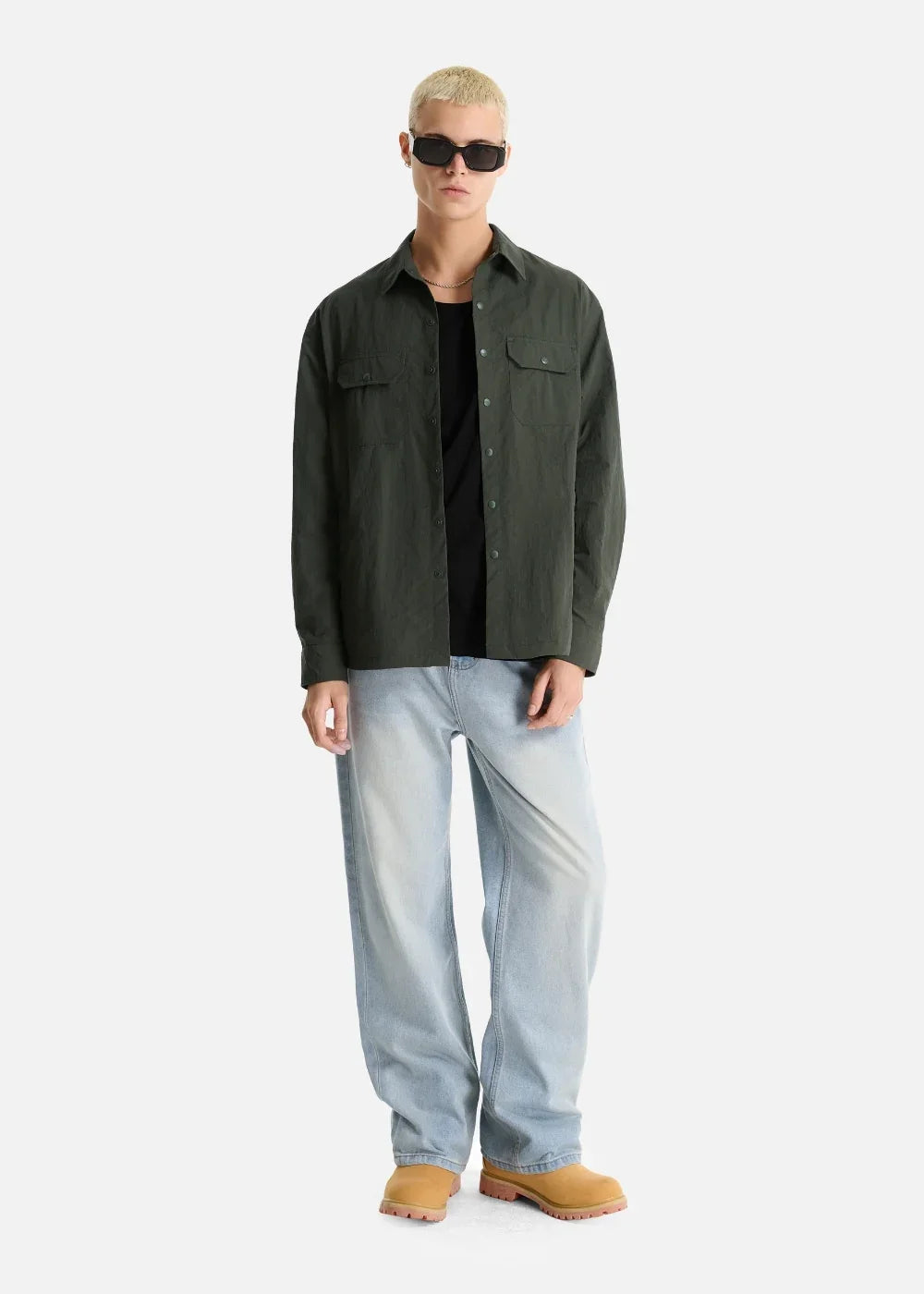 Áo Sơ Mi Khoác RainShield™ Vải Ripstop Bền Trượt Nước The No Style 228 Xanh Lá Đậm