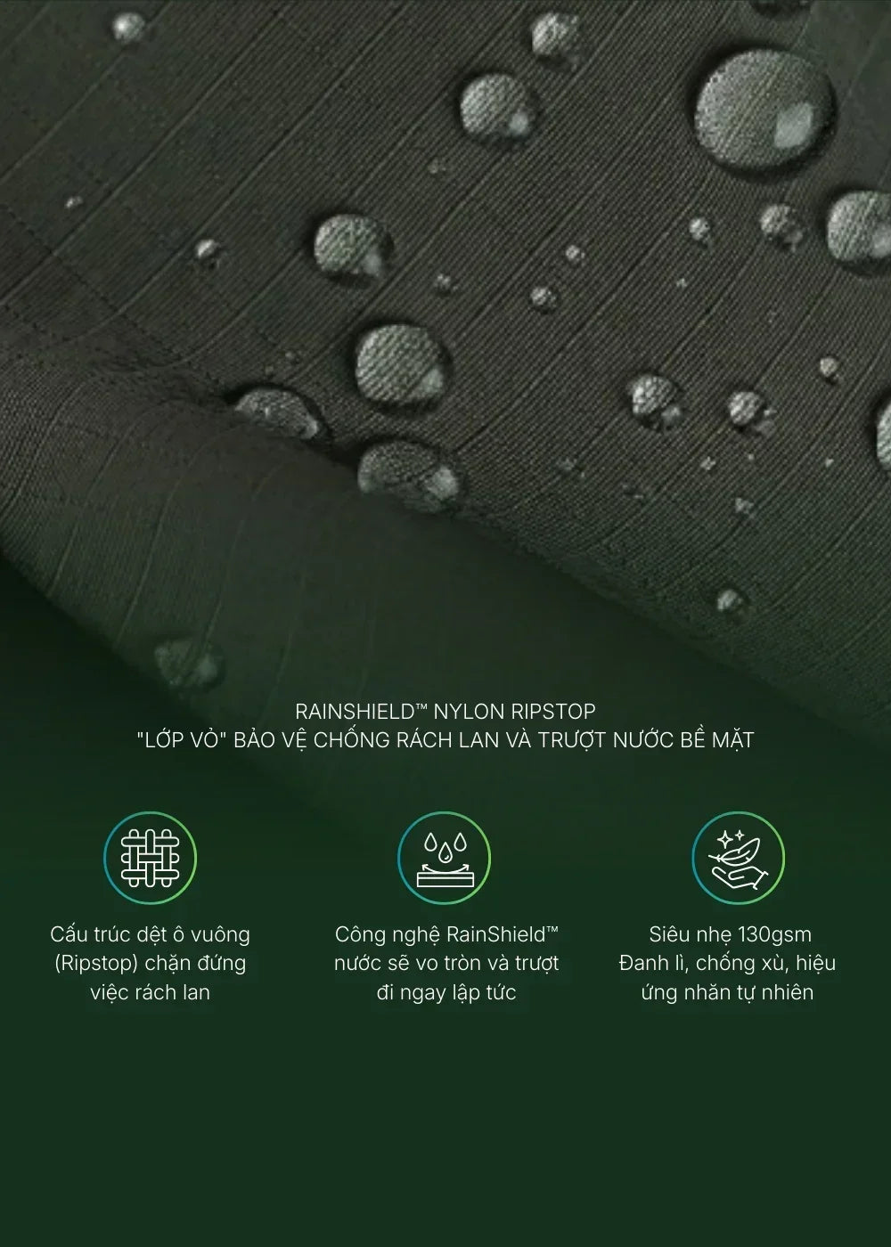 Áo Sơ Mi Khoác RainShield™ Vải Ripstop Bền Trượt Nước The No Style 228 Xám Đậm