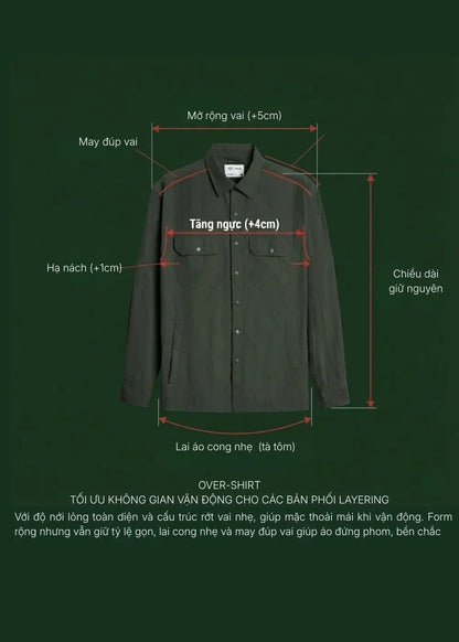 Áo Sơ Mi Khoác RainShield™ Vải Ripstop Bền Trượt Nước The No Style 228 Xám Đậm