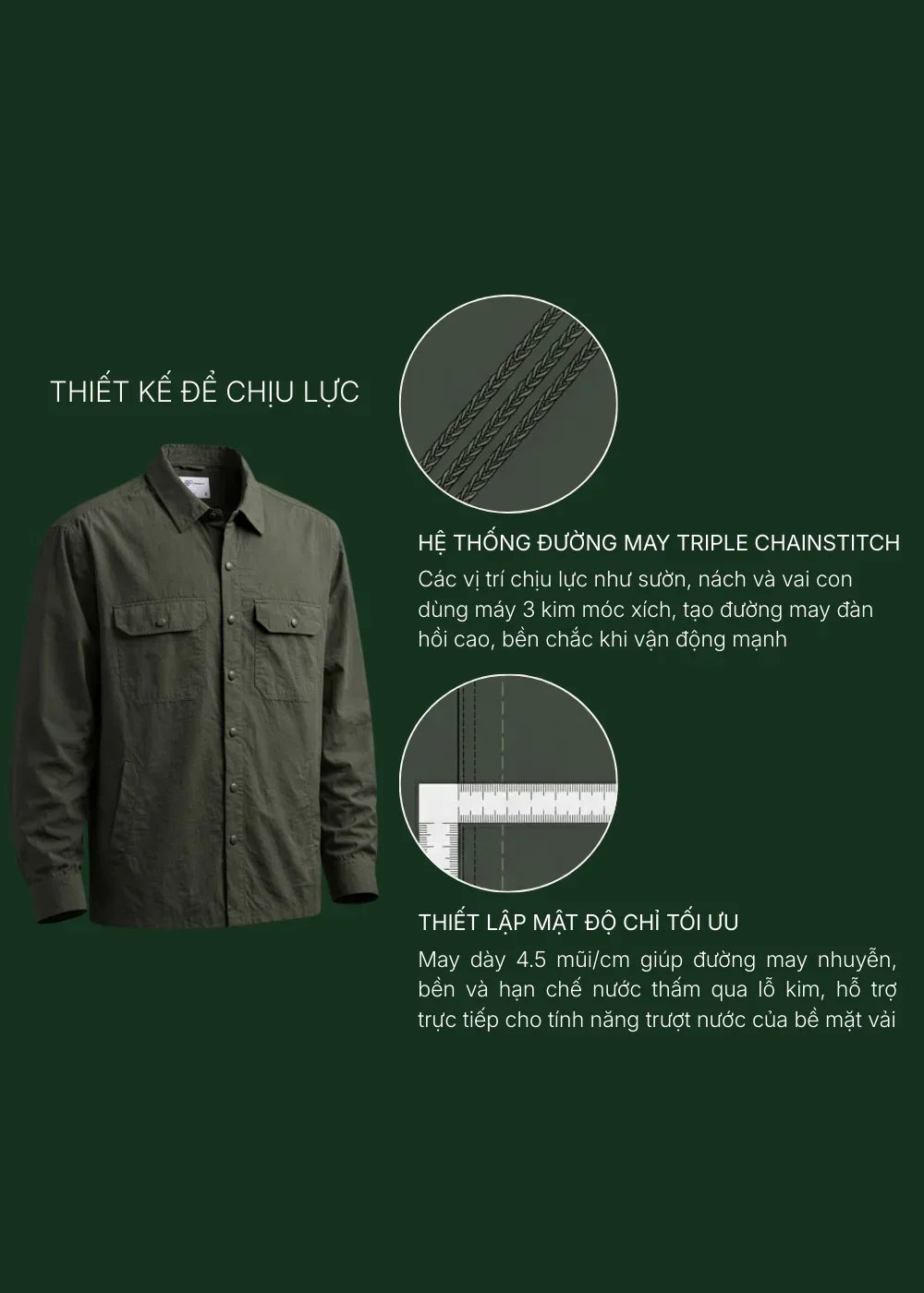 Áo Sơ Mi Khoác RainShield™ Vải Ripstop Bền Trượt Nước The No Style 228 Xám Đậm