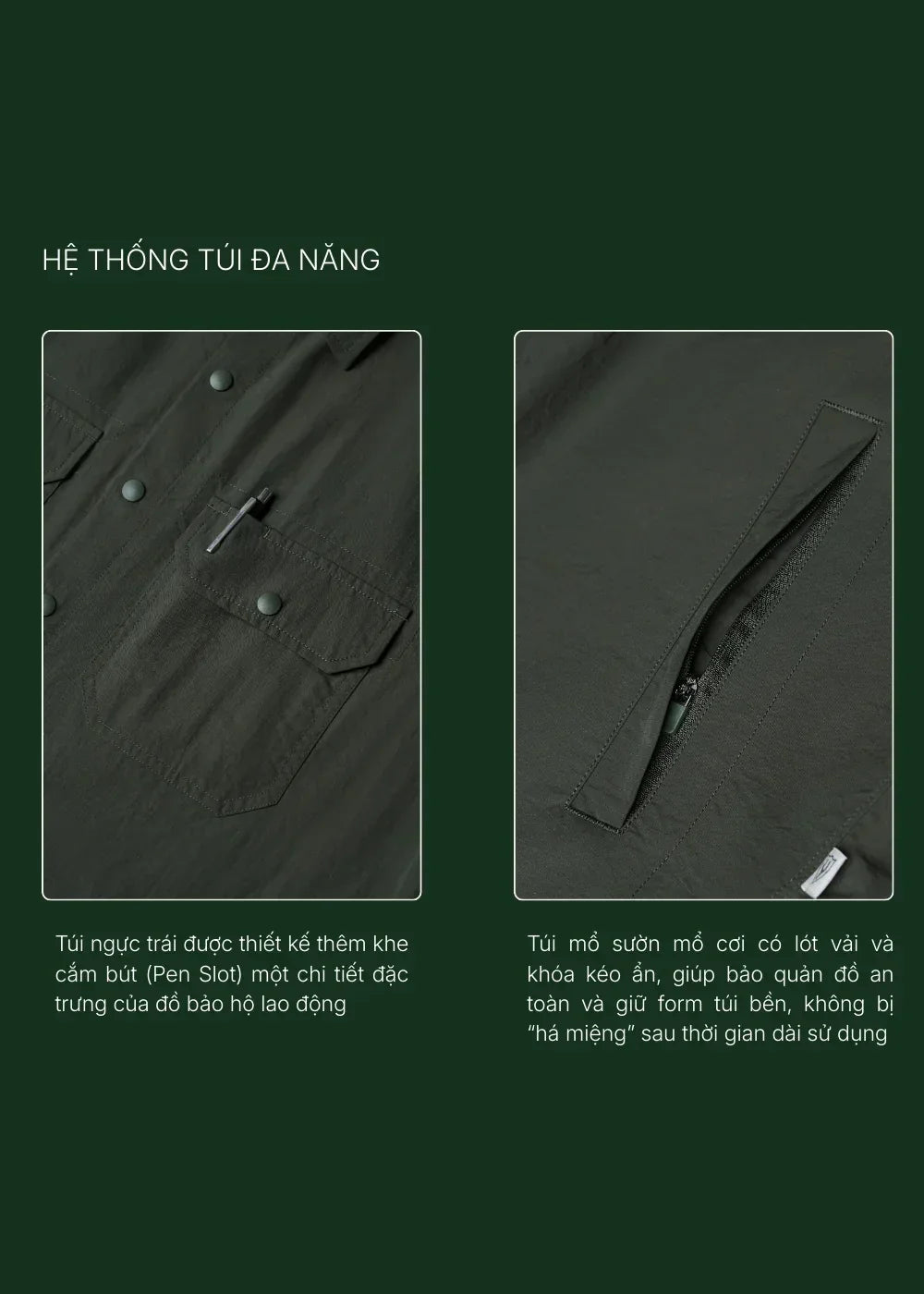 Áo Sơ Mi Khoác RainShield™ Vải Ripstop Bền Trượt Nước The No Style 228 Xám Đậm