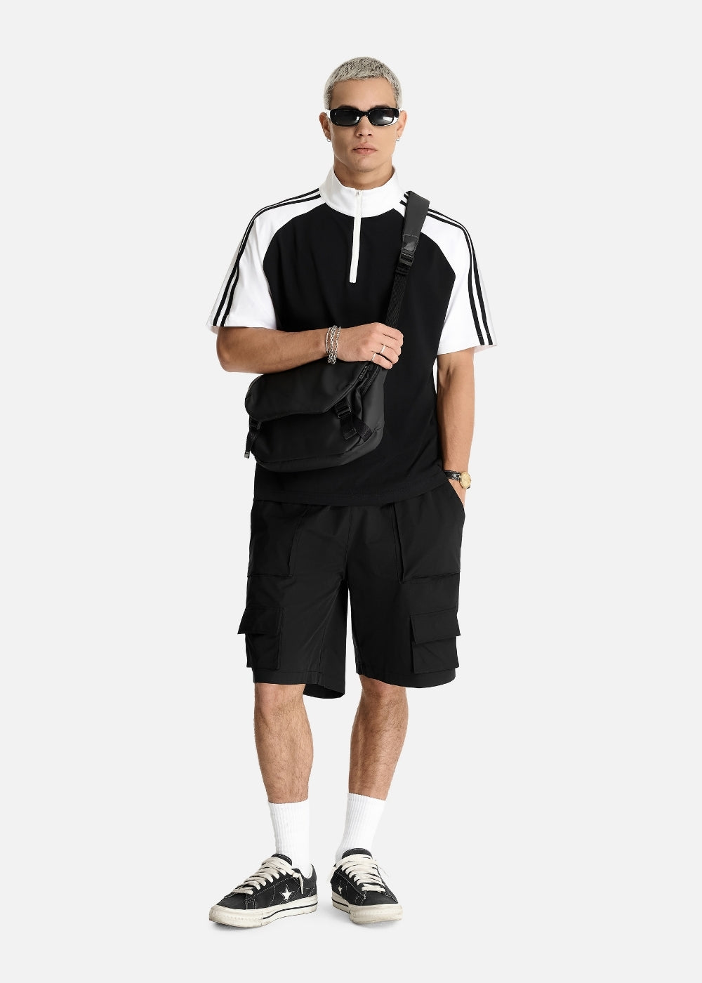 Áo Polo Raglan Mát Mềm Mại The No Style 240 Đen Trắng