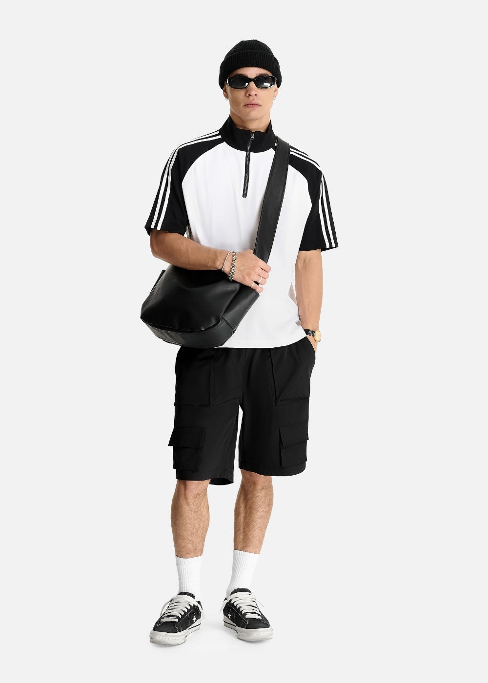 Áo Polo Raglan Mát Mềm Mại The No Style 240 Trắng Đen