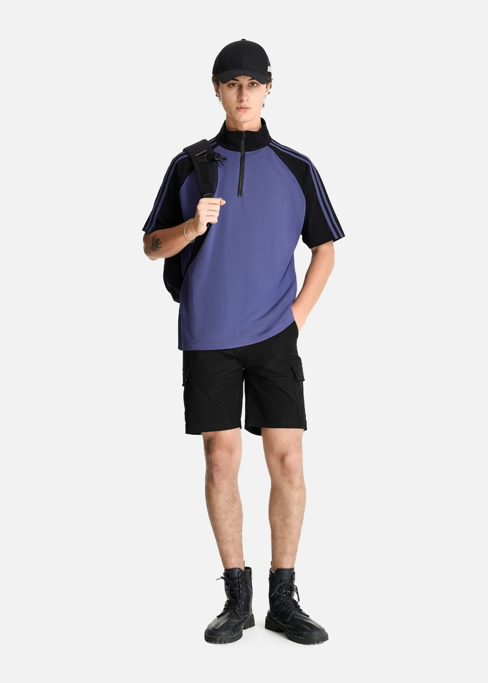 Áo Polo Raglan Mát Mềm Mại The No Style 240 Xanh Dương Đen