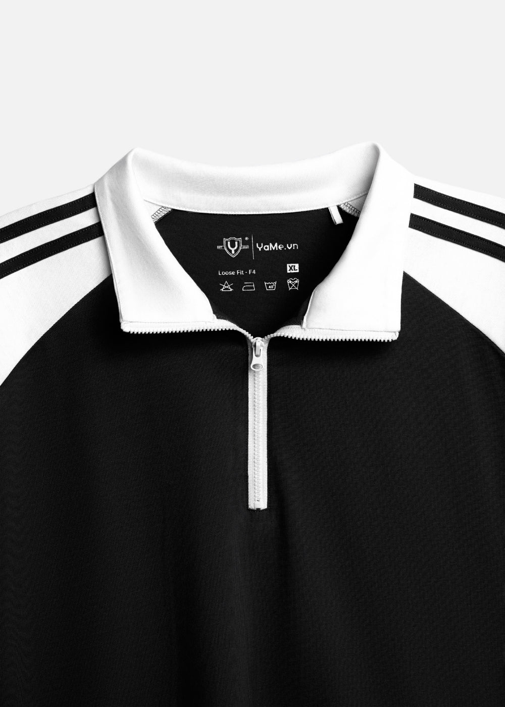 Áo Polo Raglan Mát Mềm Mại The No Style 240 Đen Trắng