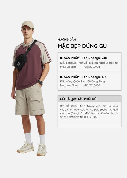 Áo Polo Raglan Mát Mềm Mại The No Style 240 Đỏ Xám