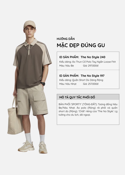 Áo Polo Raglan Mát Mềm Mại The No Style 240 Nâu Be