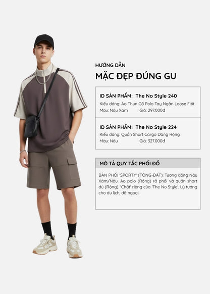 Áo Polo Raglan Mát Mềm Mại The No Style 240 Nâu Xám