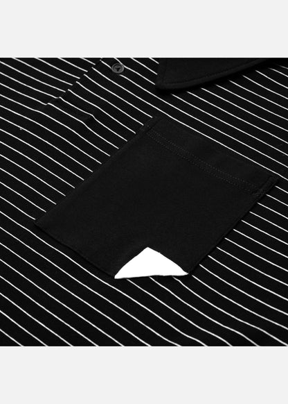 Áo Polo Sọc Boxy FlexFit™ Vải Co Giãn Túi Xếp Origami The No Style 245 Màu Đen 99 Dáng Hộp F5