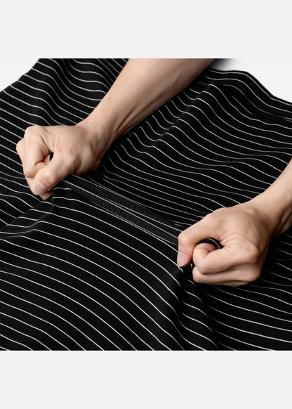 Áo Polo Sọc Boxy FlexFit™ Vải Co Giãn Túi Xếp Origami The No Style 245 Màu Đen 99 Dáng Hộp F5