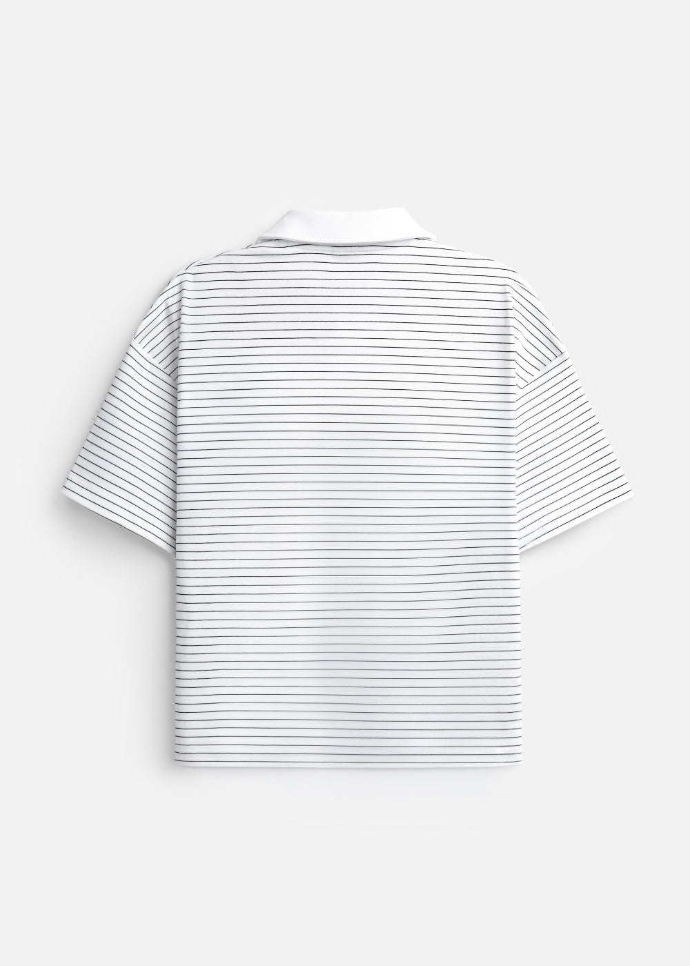 Áo Polo Sọc Boxy FlexFit™ Vải Co Giãn Túi Xếp Origami The No Style 245 Màu Trắng 11 Dáng Hộp F5