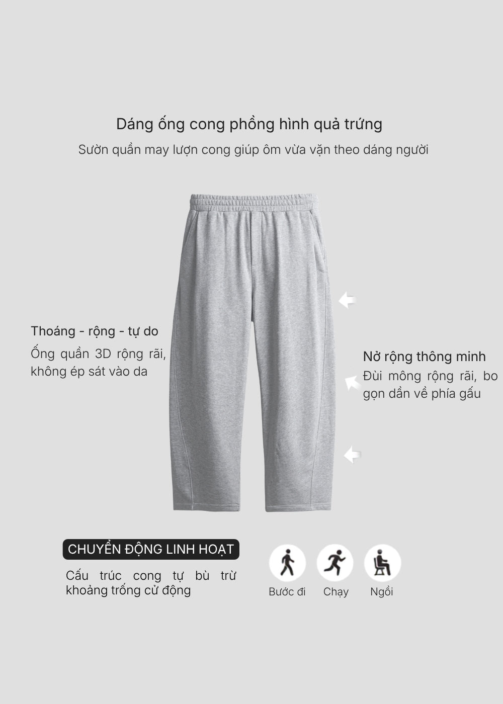 Quần Easy Pant Baggy Fit CloudTouch™ Mềm Mại Ống Cong Thoải Mái The No Style 255 Màu Đen Dáng Hộp F5