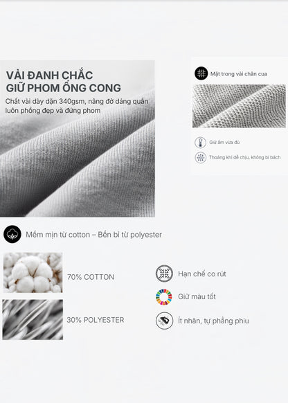 Quần Easy Pant Baggy Fit CloudTouch™ Mềm Mại Ống Cong Thoải Mái The No Style 255 Màu Đen Dáng Hộp F5