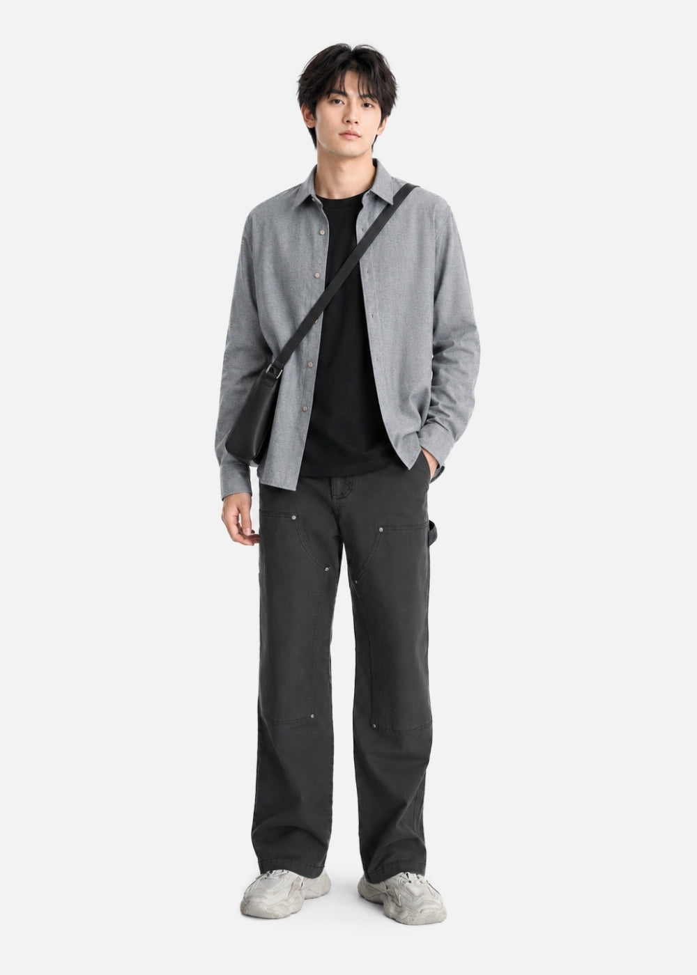 Áo Sơ Mi Tay Dài EasyCare™ Oxford Thoáng Mát Ít Nhăn The No Style 266 Màu Xám Đậm 92 Dáng Vừa Vặn F3
