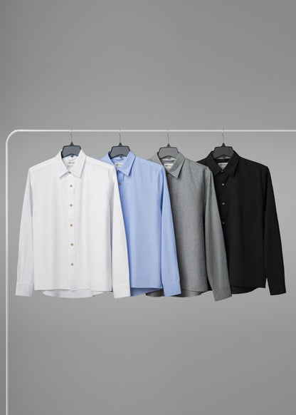 Áo Sơ Mi Tay Dài EasyCare™ Oxford Thoáng Mát Ít Nhăn The No Style 266 Màu Trắng 11 Dáng Vừa Vặn F3