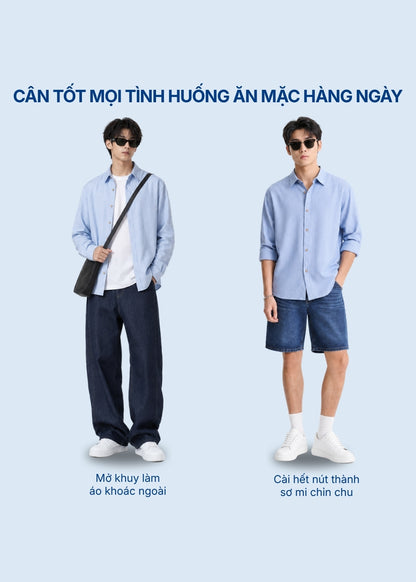 Áo Sơ Mi Tay Dài EasyCare™ Oxford Thoáng Mát Ít Nhăn The No Style 266 Màu Trắng 11 Dáng Vừa Vặn F3