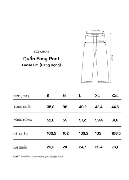 Quần Easy Pant Loose Fit AirDry™ Vải Dệt Xước Thoáng Da Lưng Thun Co Giãn The No Style 279 Màu Đen 99 Dáng Rộng Rãi F4