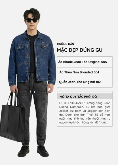 Áo Khoác Jean DurableTex™ Vải Đanh Chắc Mài Rách Bụi Bặm The Original 005 Màu Xanh Dương Đậm Dáng Vừa Vặn F3