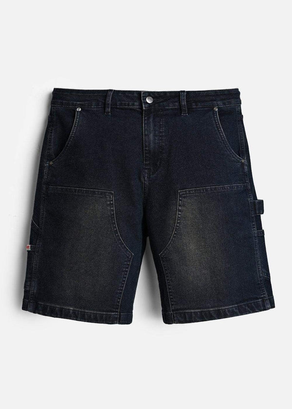 Quần Đùi Jeans FlexFit™ Bụi Bặm Đắp Hai Lớp Gối Dày Dặn The Original 042 Màu Xanh Dương Đậm Dáng Rộng Rãi F4