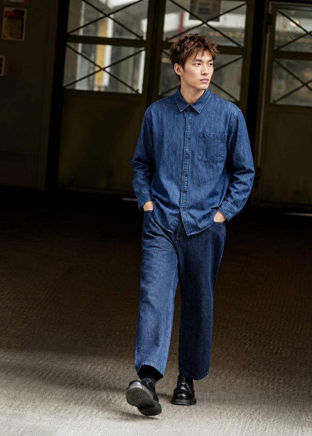 Áo Sơ Mi Khoác Jean DurableTex™ Dày Dặn Đứng Dáng The Original 051 Màu Xanh Dương Dáng Rộng Rãi F4