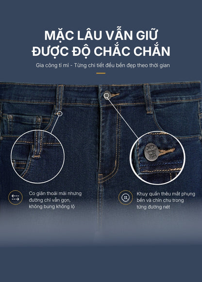 Quần Jeans Regular Fit CloudTouch™ Mặt Vải Êm Ái Giữ Phom Chuẩn The Original 057 Màu Xanh Dương Đậm Dáng Vừa Vặn F3