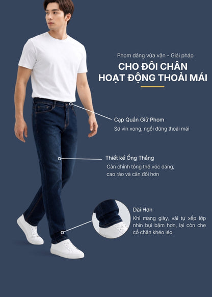 Quần Jeans Regular Fit CloudTouch™ Mặt Vải Êm Ái Giữ Phom Chuẩn The Original 057 Màu Xanh Dương Đậm Dáng Vừa Vặn F3