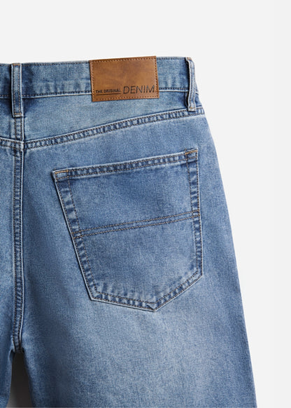 Quần Short Jeans DurableTex™ Mềm Lưng Cong Chống Hở The Original 059 Màu Xanh Jean 87 Dáng Vừa Vặn F3