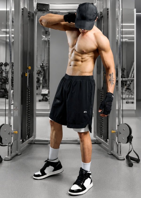 Quần Đùi Thể Thao 2 Lớp FlexFit™ Nhẹ Thoát Ẩm The Trainer 013 Màu Đen Dáng Thể Thao F1