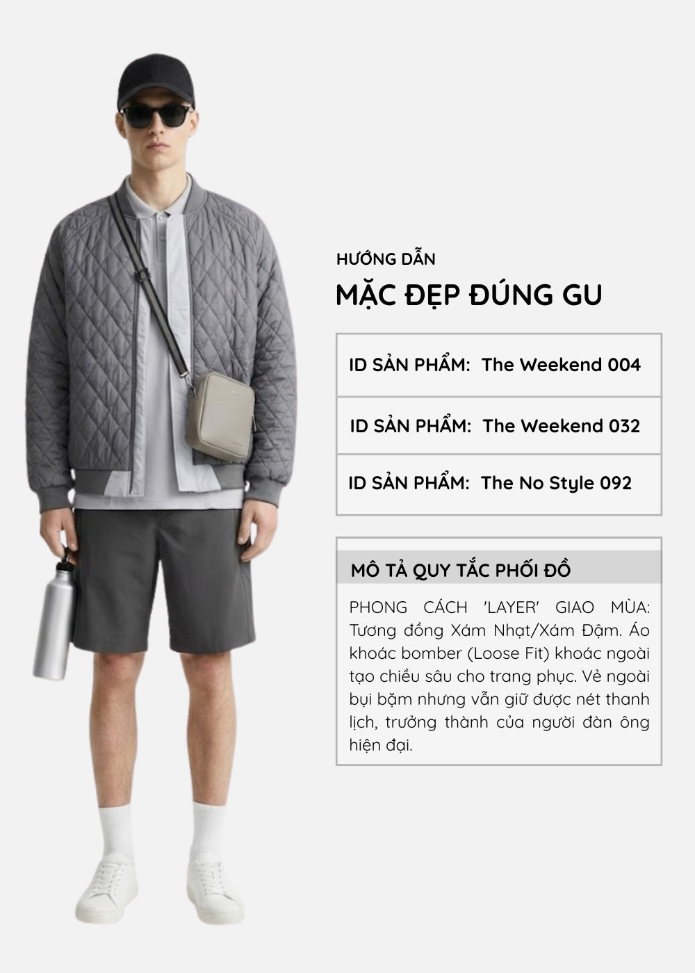 Áo Khoác Bomber Thông Minh 2 In 1 The Weekend 004 Xám Nhạt